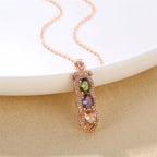 Multicolor Zircon Rainbow Oval Stone Water Drop Pendant  