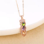 Multicolor Zircon Rainbow Oval Stone Water Drop Pendant  