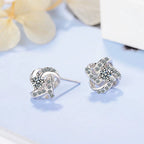 Sterling-Silver-Jewelry Zircon Eternal Heart Twist Earrings 