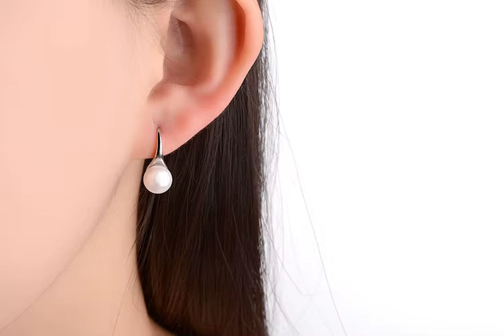 Pearl Hook Dangle Earring Brincos De Prata