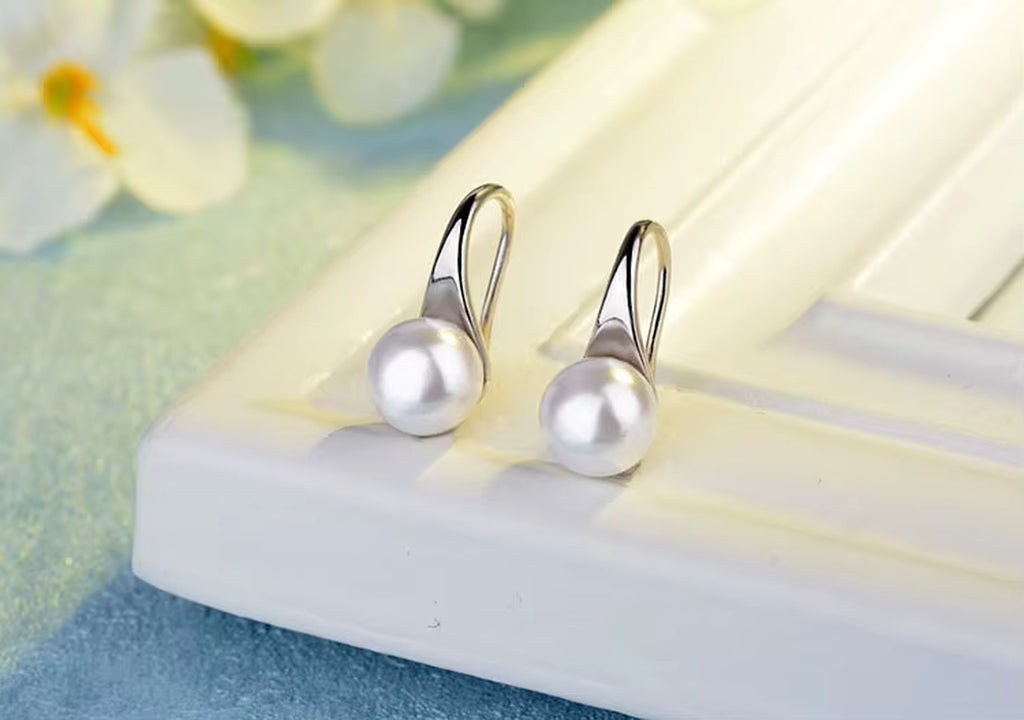 Pearl Hook Dangle Earring Brincos De Prata