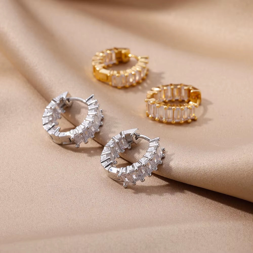 Rainbow Cibic Zircon Hoop Earrings for Women 