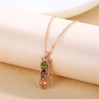Multicolor Zircon Rainbow Oval Stone Water Drop Pendant  