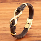 Luxury Genuine Leather Infinity Symbol Mens Bracelet