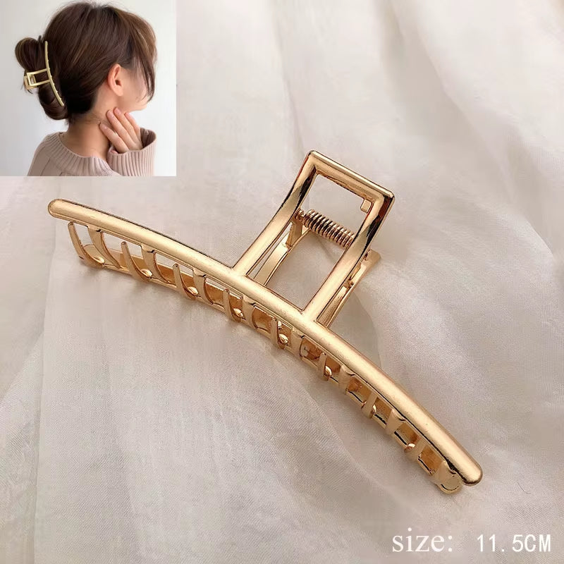 Simple Metal Hollow Out Geometric Hair Claw Ladies Elegant Hair Accessories Cross Crab Bath Clip for Women Fashion Girl Headwear