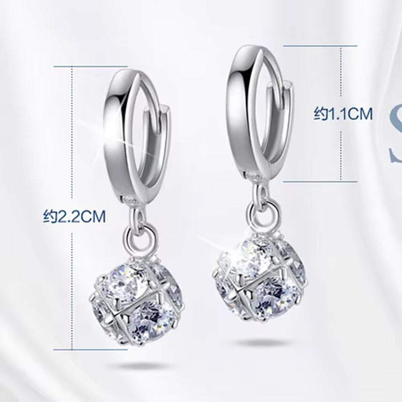 Zircon 925 Sterling Silver Ladies`Stud Earrings 