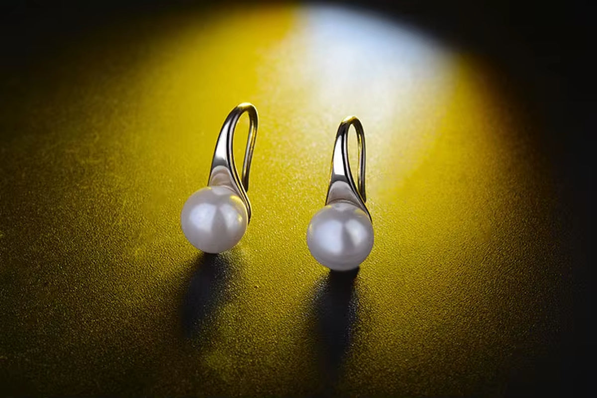 Pearl Hook Dangle Earring Brincos De Prata