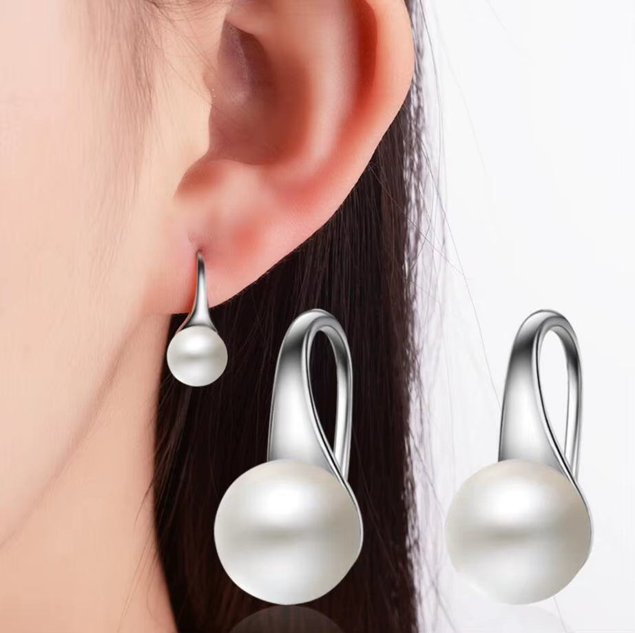 Pearl Hook Dangle Earring Brincos De Prata