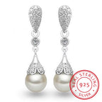 Pearl Silver Wedding Dangle Earring
