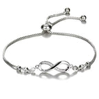 Fashion Crystal Infinity Bracelet Summer Adjustable Zircon Endless Love Charm Bracelet Women Giirls Birthday Jewelry Gifts