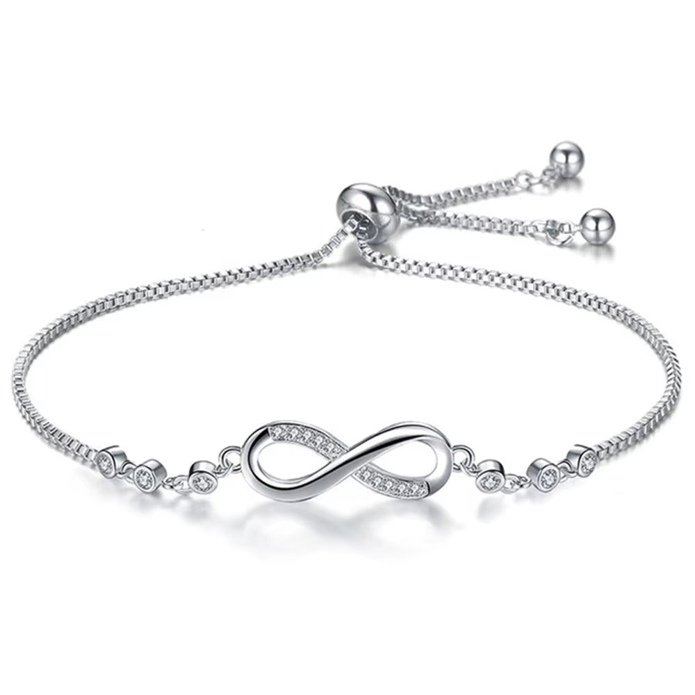 Fashion Crystal Infinity Bracelet Summer Adjustable Zircon Endless Love Charm Bracelet Women Giirls Birthday Jewelry Gifts