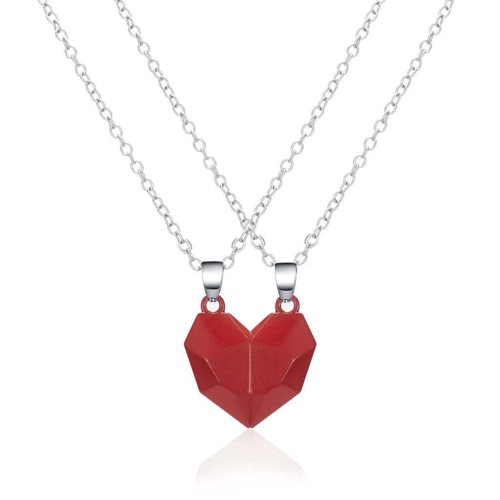 Magnetic Heart Couple Necklaces - Set of 2, Ideal for Valentine's Day, Best Friends, and Wedding Party Gifts