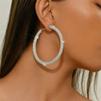 Big Full Crystal Circle Hoop Earrings for Women 