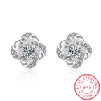  Sterling-Silver-Jewelry Zircon Eternal Heart Twist Earrings 