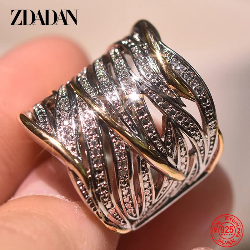 925 Sterling Silver Braided Finger Ring for Women