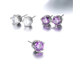 Natural Purple Amethyst Stud Earrings for Women