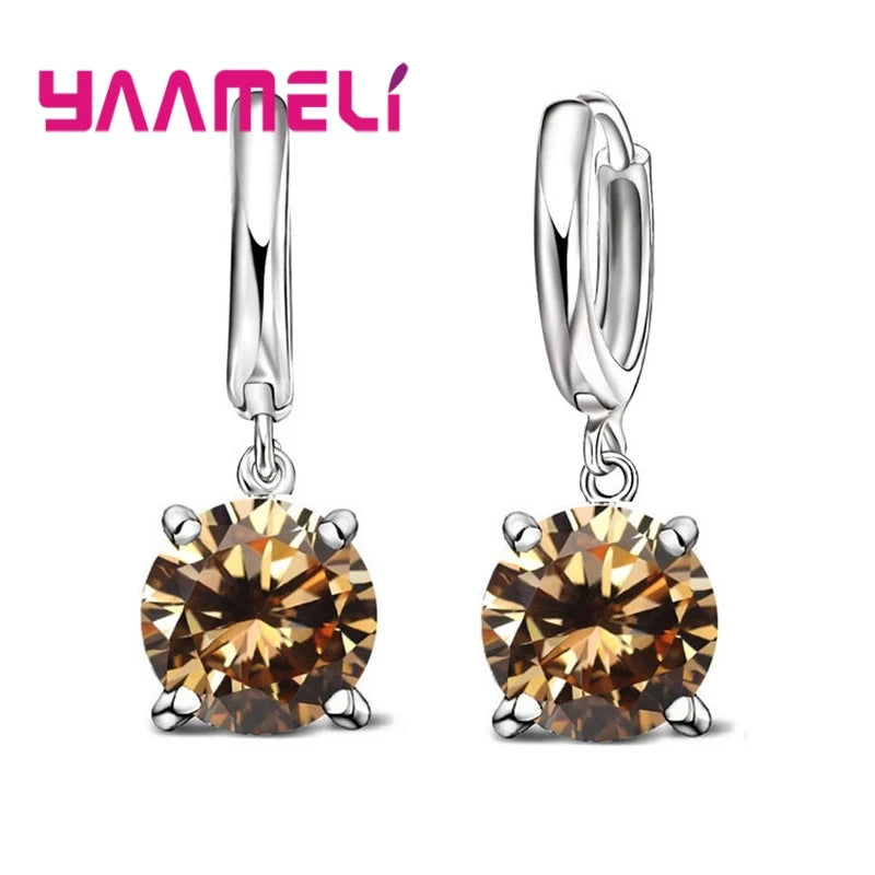 Real 925 Pure Sterling Silver Plated Dangle Earrings