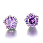 Natural Purple Amethyst Stud Earrings for Women