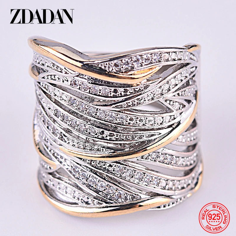925 Sterling Silver Braided Finger Ring for Women