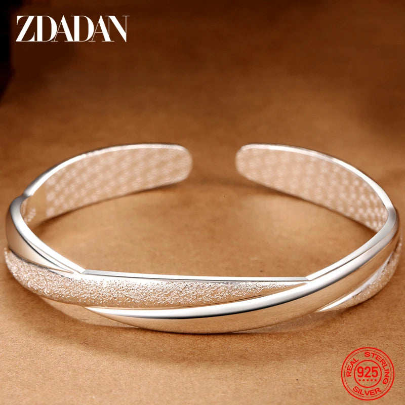 925 Silver Scrub Open Bangle for Women