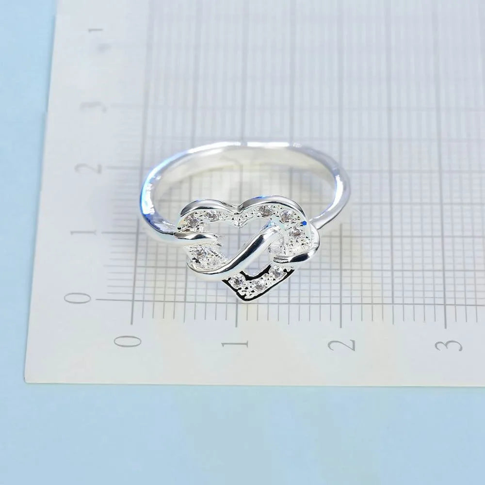 Love Heart with Spiral 925 Sterling Silver Color Rings