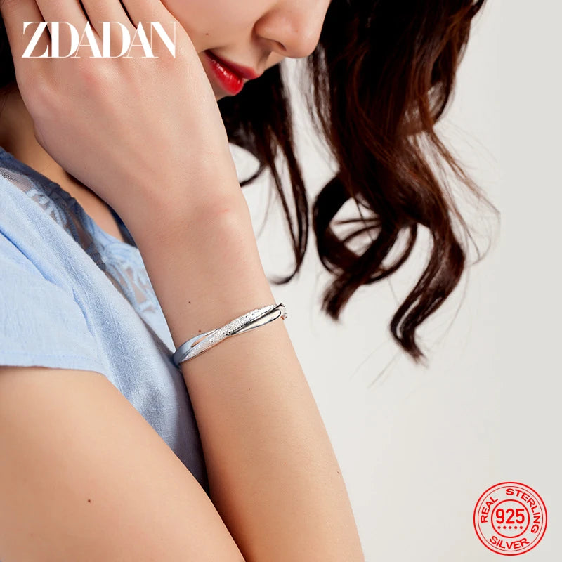 925 Silver Scrub Open Bangle for Women