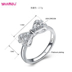 Cubic Zircon Crystal Bowknot Fashion Engagement Ring