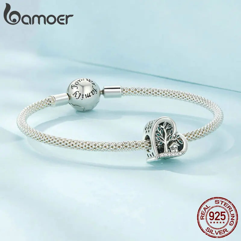 925 Sterling Silver Green Transparent Clover Beads Charms