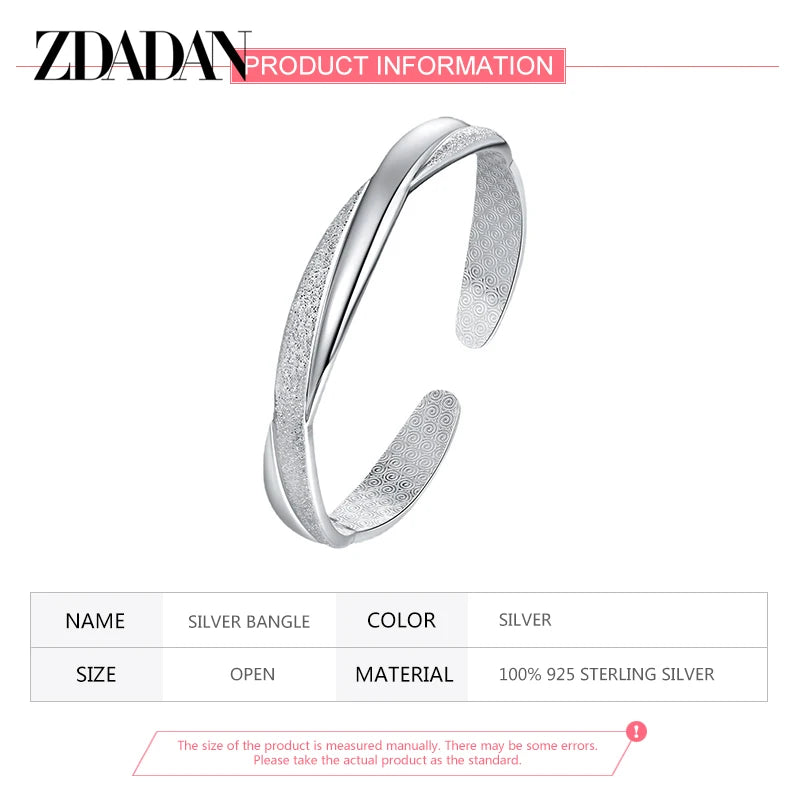 925 Silver Scrub Open Bangle for Women