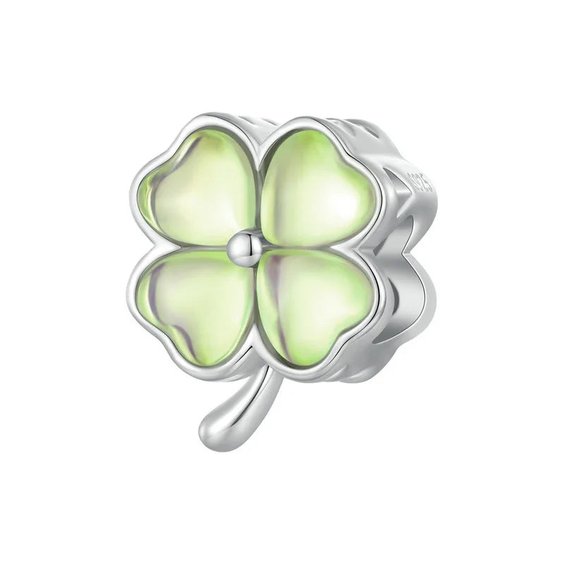 925 Sterling Silver Purple Enamel Flower Beads Zircon Charms