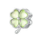 925 Sterling Silver Purple Enamel Flower Beads Zircon Charms