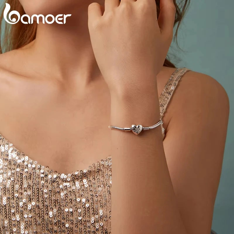 925 Sterling Silver Starburst 3Mm Snake Chain Charm Bracelet for Women