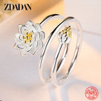 925 Sterling Silver Charm Lotus Ring for Women
