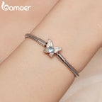 925 Sterling Silver Moonstone Butterfly Snake Charm Bracelet 