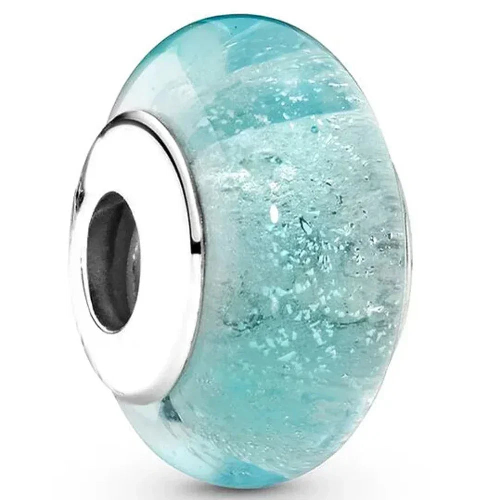 Colored Flower Leaf Cosmic Rainbow Murano Glass Charms Beads