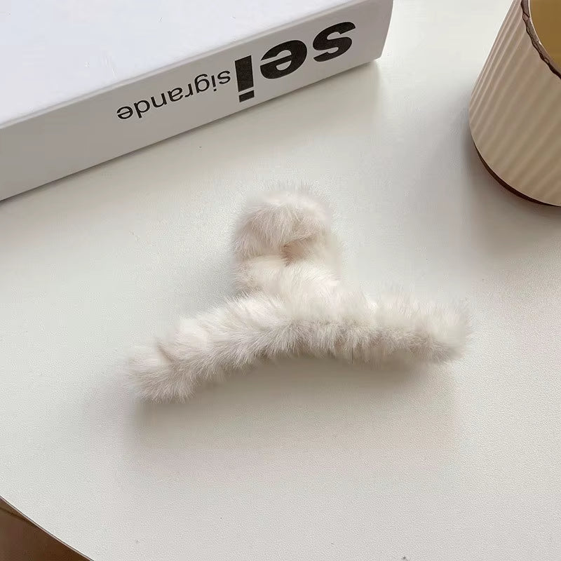 Fluffy Plush Faux Fur Big Crab Hair Claw Clips