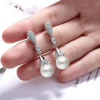 Pearl Silver Wedding Dangle Earring