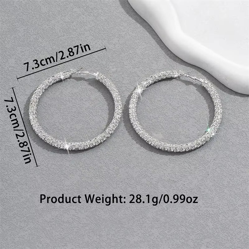 Big Full Crystal Circle Hoop Earrings for Women 