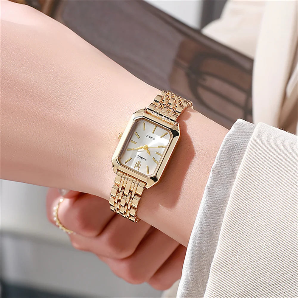 Hot Selling 2025 Fashion Women'S Minimalist Square Quartz Watch Casual Sports Orange Silicone Women Gift Clock Watches